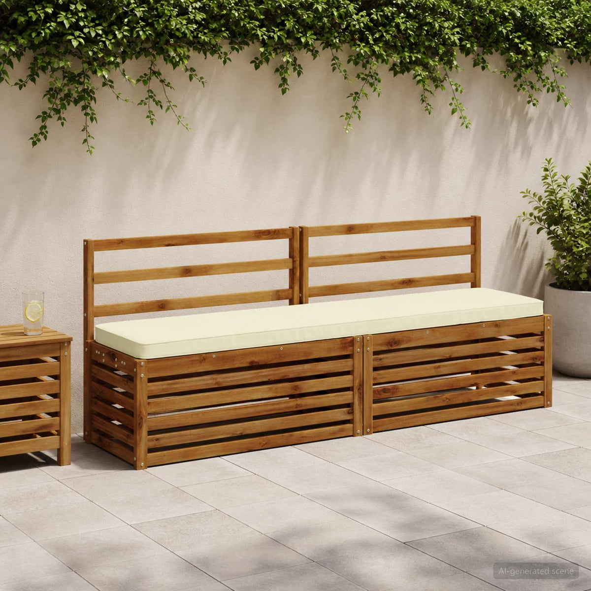 2-Piece Bench Cushions VUGHT 2 pcs 100% Polyester Cream