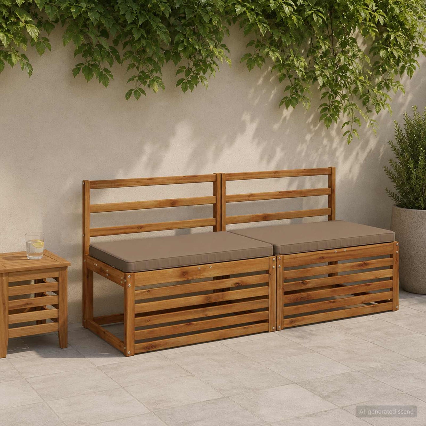 1-Piece Bench Cushion VUGHT 100% Polyester Taupe 60 x 50 x 5 cm