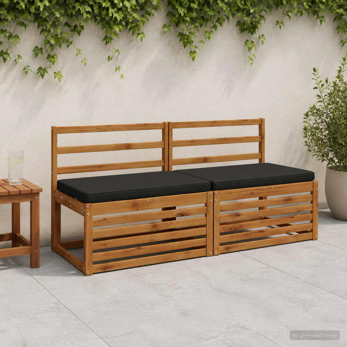 1-Piece Bench Cushion VUGHT 100% Polyester Black 60 x 50 x 5 cm