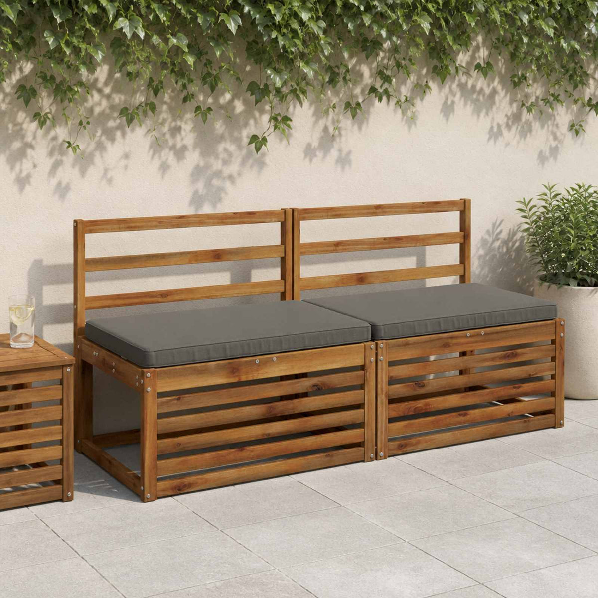1-Piece Bench Cushion VUGHT 100% Polyester Grey 60 x 50 x 5 cm