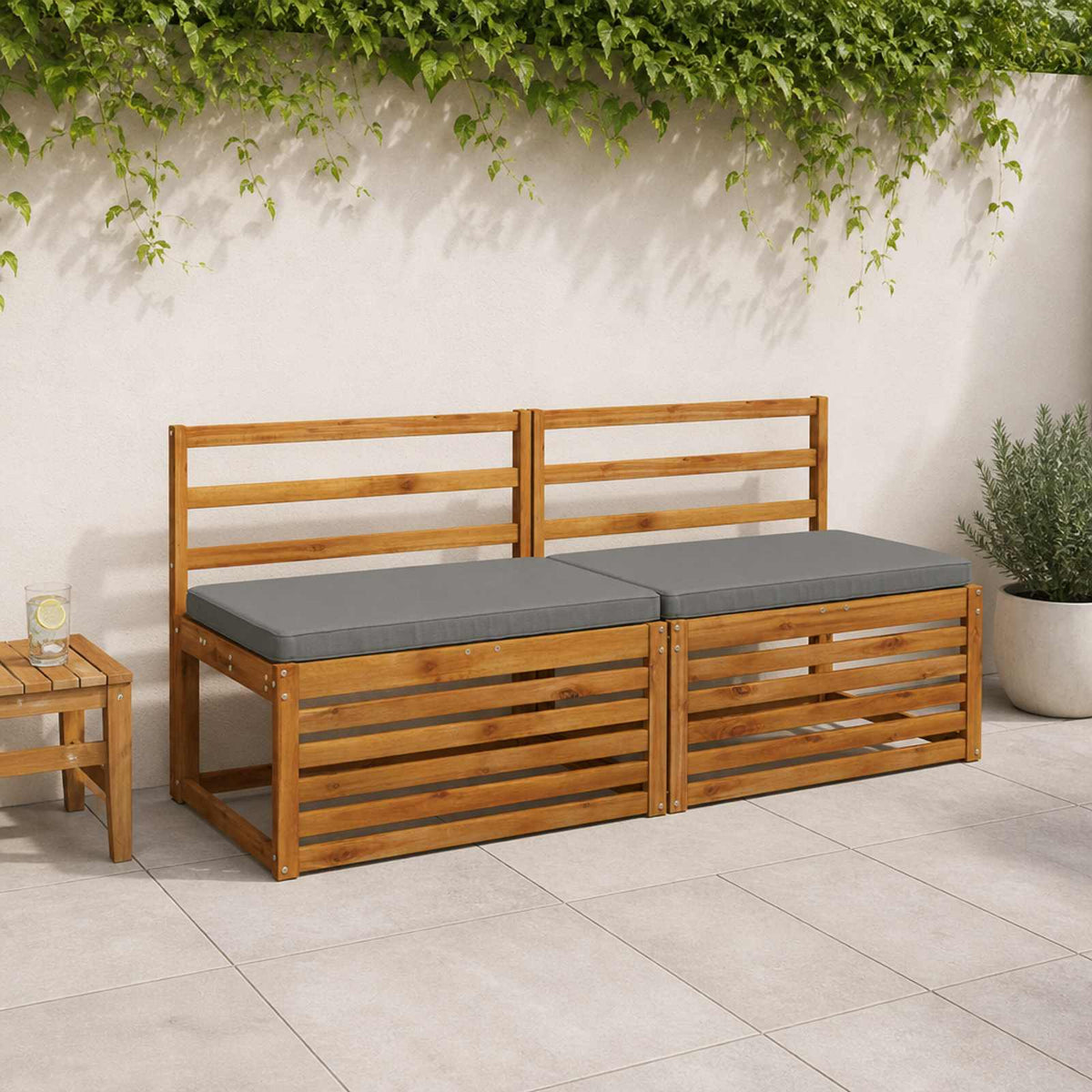 1-Piece Bench Cushion VUGHT 100% Polyester Grey 60 x 50 x 5 cm