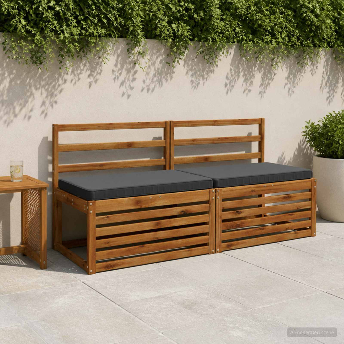 1-Piece Bench Cushion VUGHT 100% Polyester Anthracite