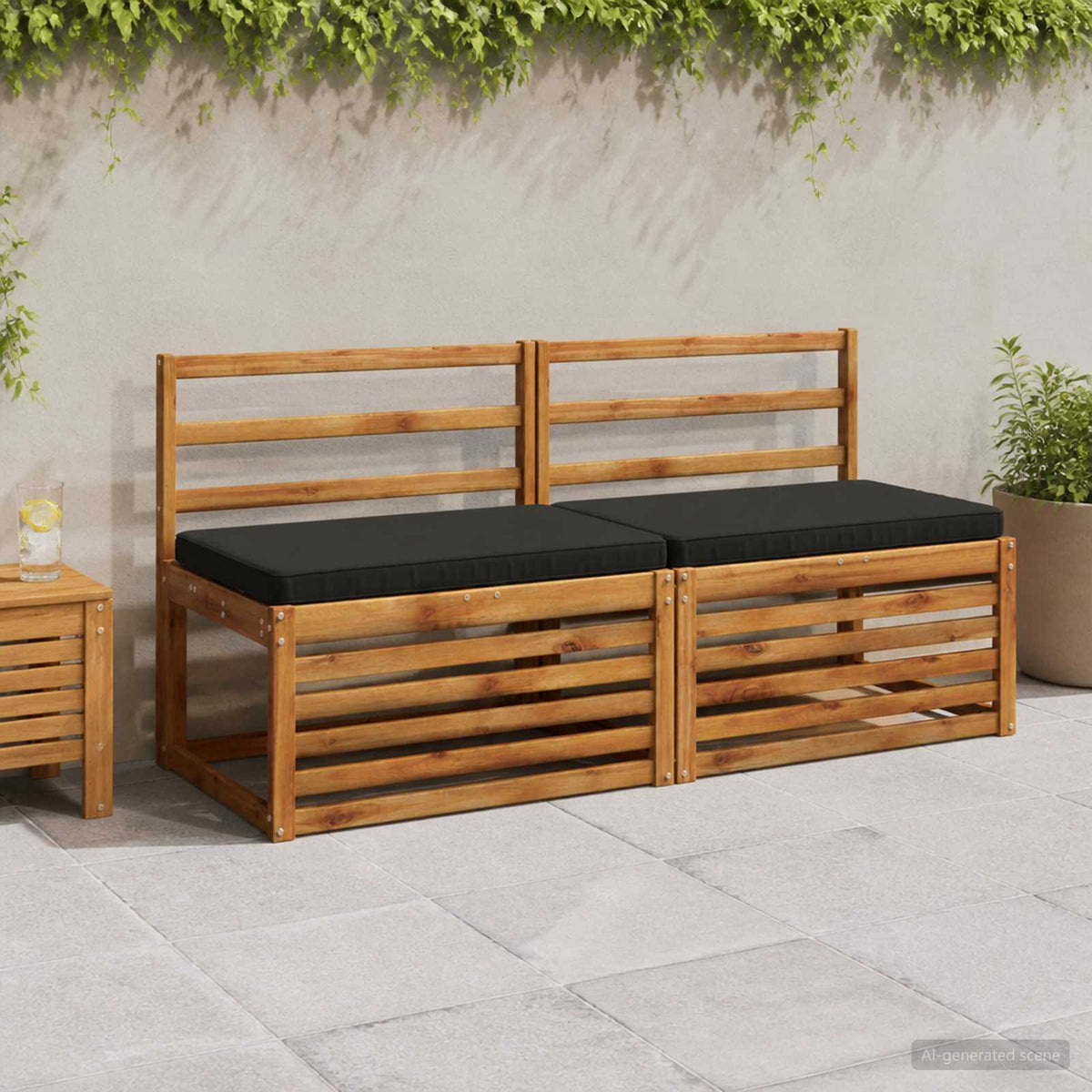 1-Piece Bench Cushion VUGHT 100% Polyester Black 60 x 50 x 5 cm