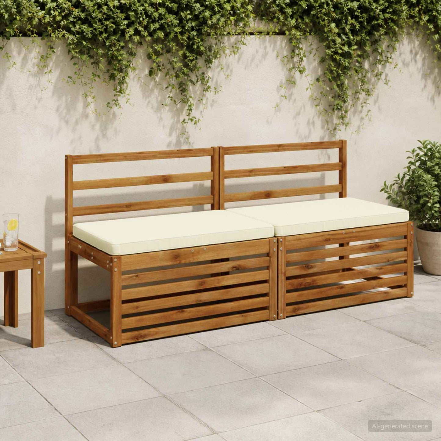 1-Piece Bench Cushion VUGHT 100% Polyester Cream 60 x 50 x 5 cm