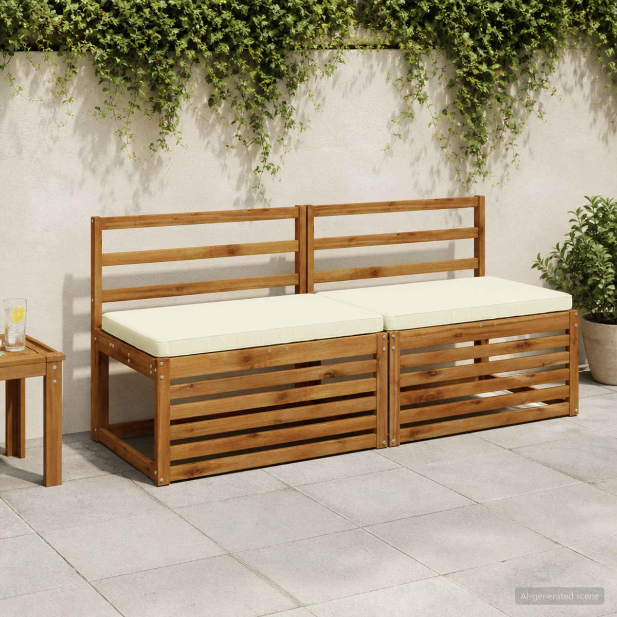 1-Piece Bench Cushion VUGHT 100% Polyester Cream 60 x 50 x 5 cm