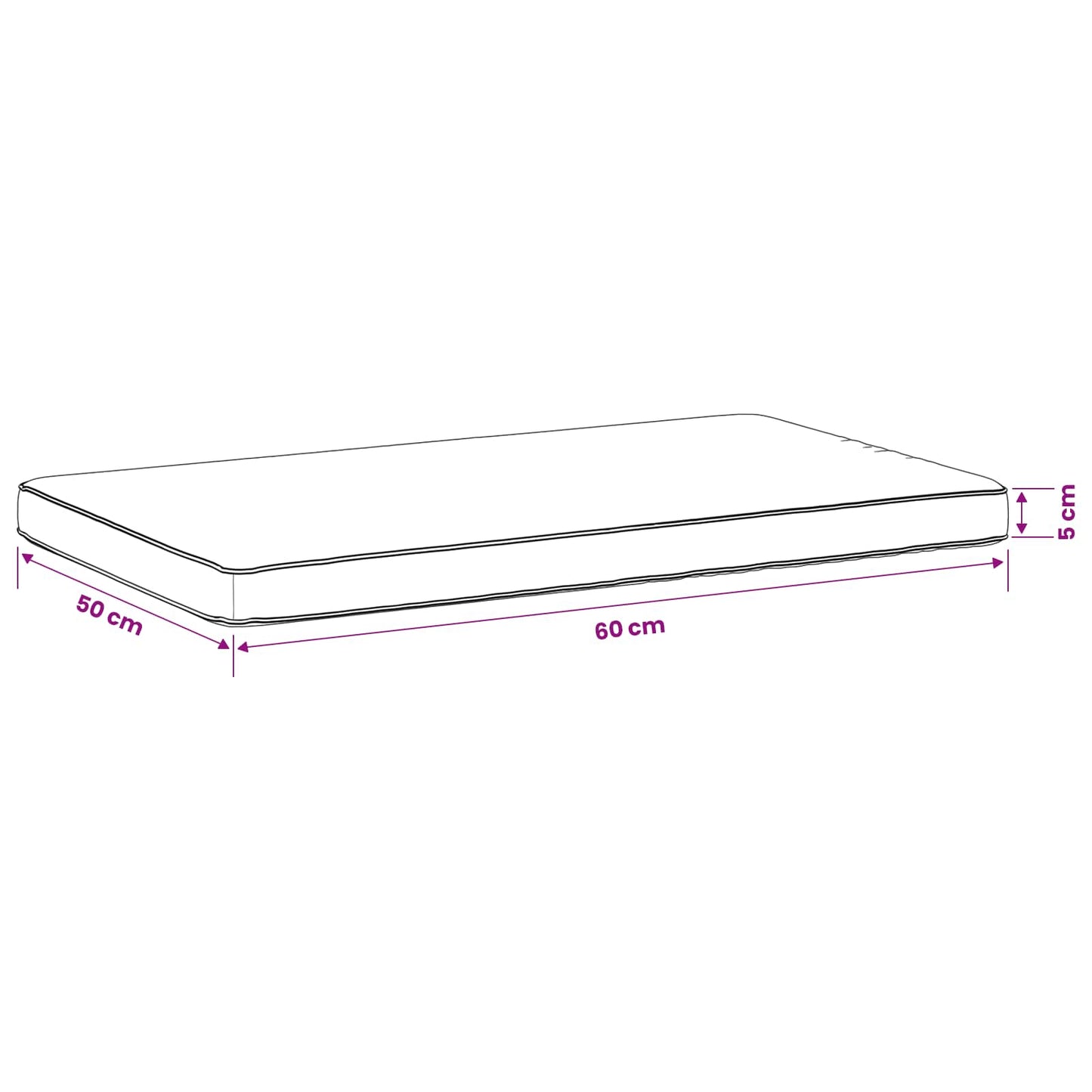 1-Piece Bench Cushion VUGHT 100% Polyester Grey 60 x 50 x 5 cm