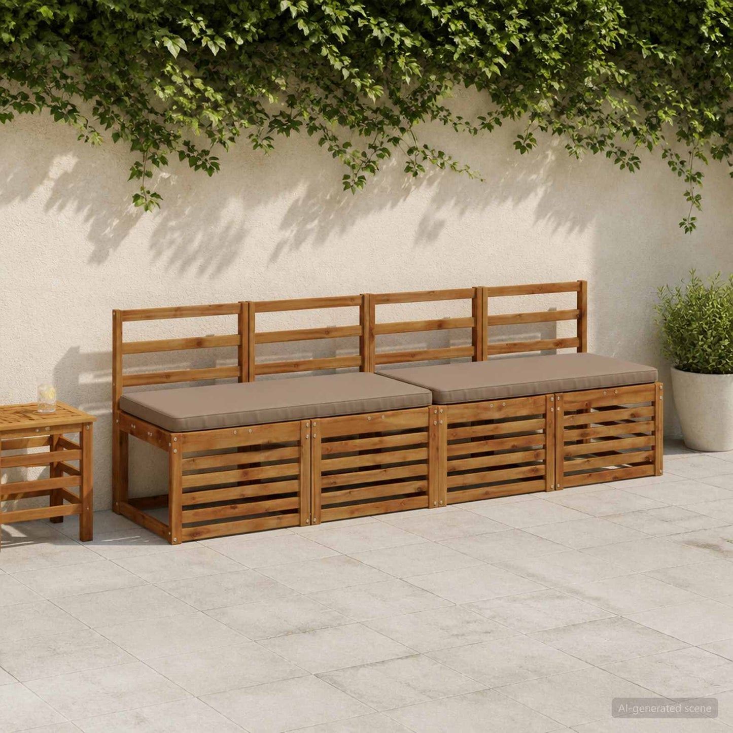 1-Piece Bench Cushion VUGHT 100% Polyester Taupe