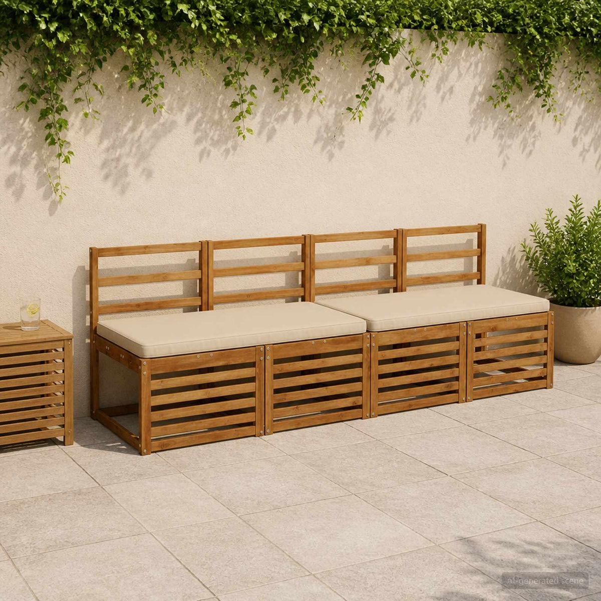 1-Piece Bench Cushion VUGHT 100% Polyester Cream