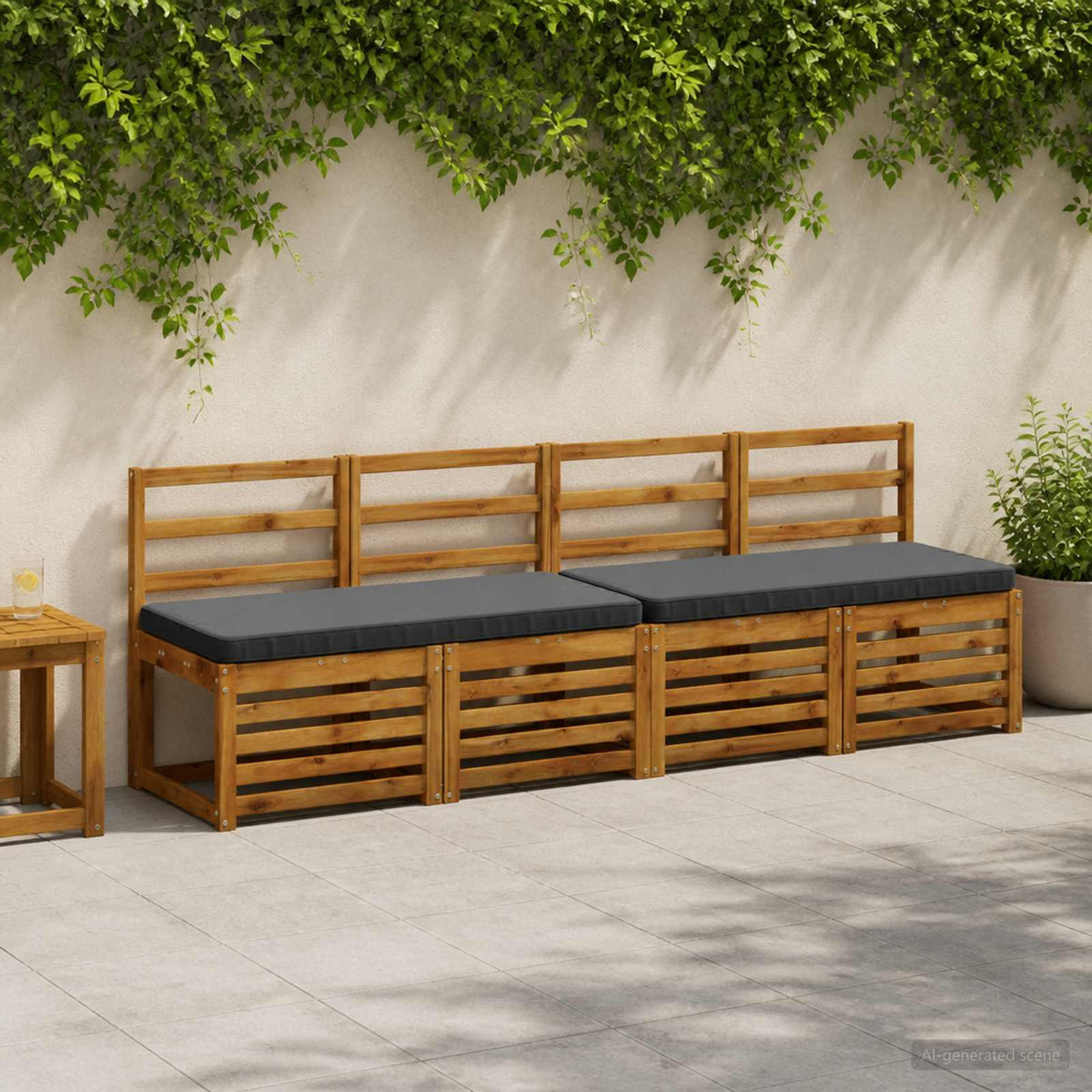 1-Piece Bench Cushion VUGHT 100% Polyester Anthracite
