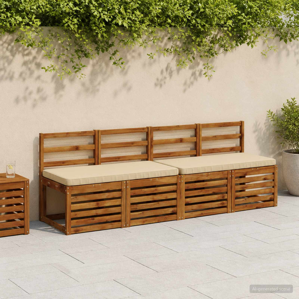 1-Piece Bench Cushion VUGHT 100% Polyester Beige