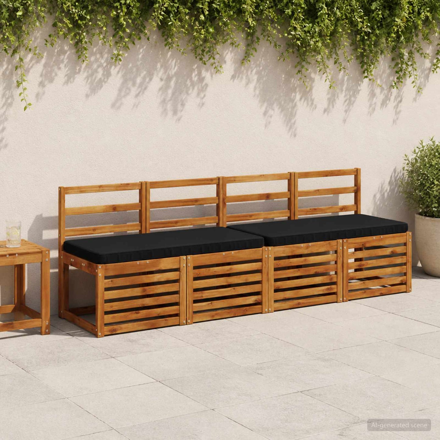 1-Piece Bench Cushion VUGHT 100% Polyester Black