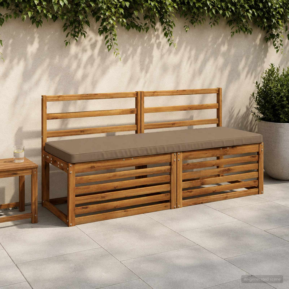 1-Piece Bench Cushion VUGHT 100% Polyester Taupe