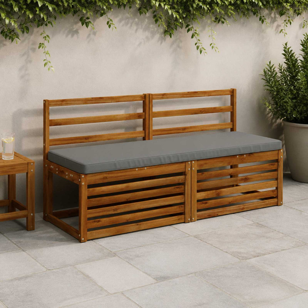 2-Piece Bench Cushions VUGHT 2 pcs 100% Polyester Grey