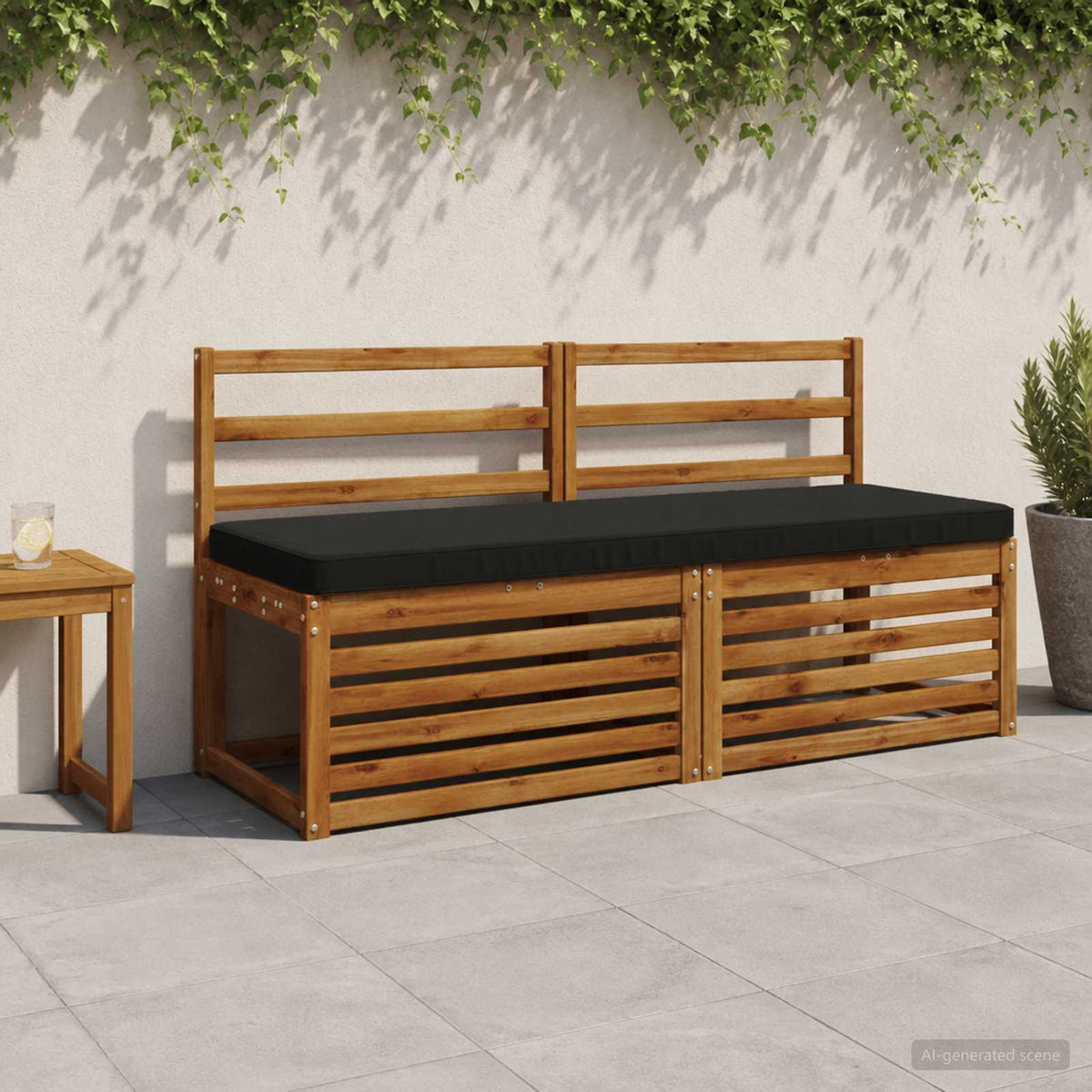 1-Piece Bench Cushion VUGHT 100% Polyester Black