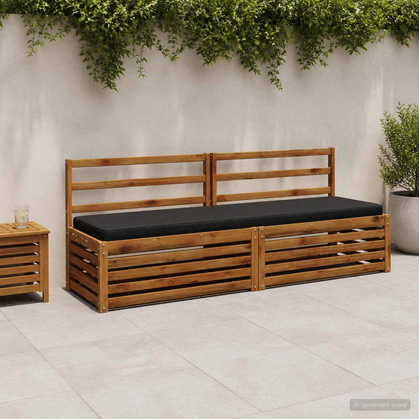 2-Piece Bench Cushions VUGHT 2 pcs 100% Polyester Black
