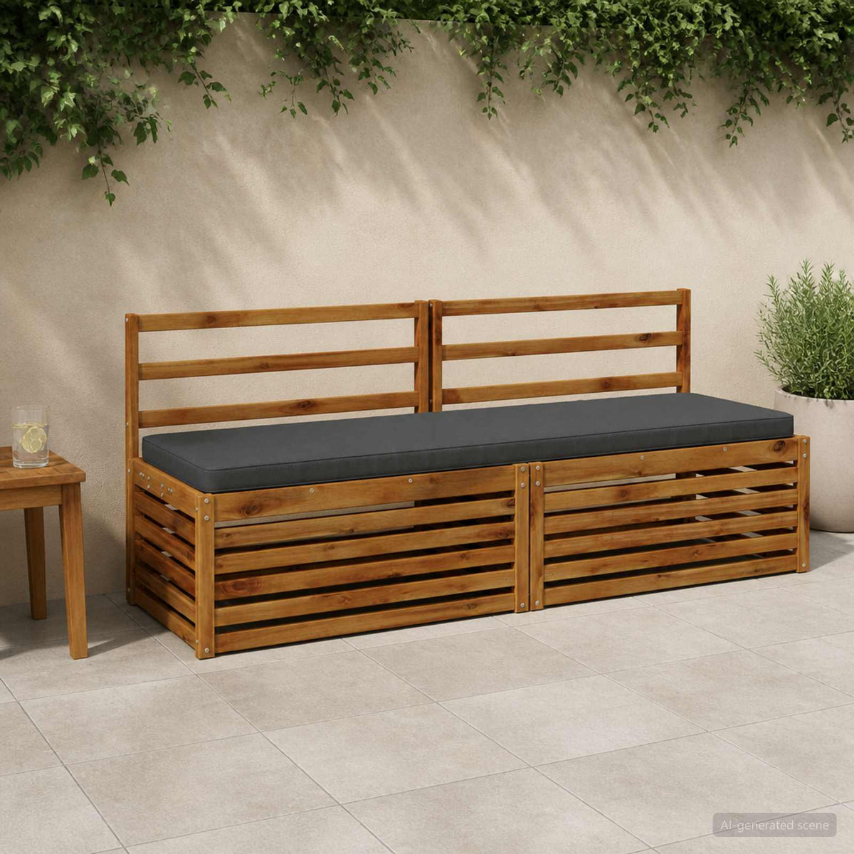 1-Piece Bench Cushion VUGHT 100% Polyester Anthracite