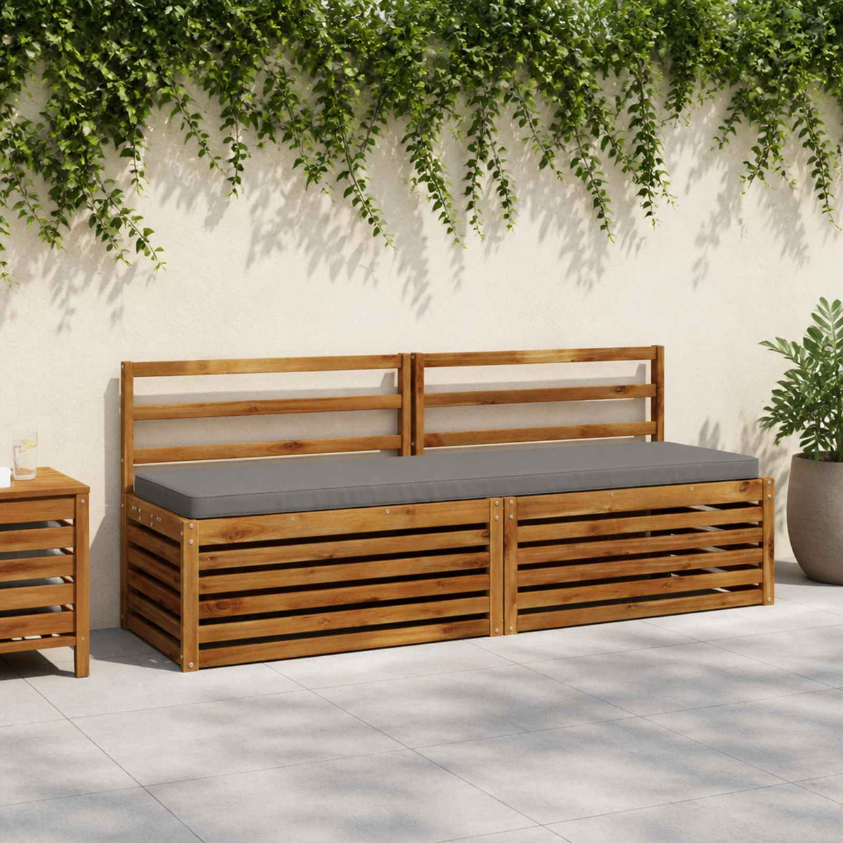 1-Piece Bench Cushion VUGHT 100% Polyester Grey 200 x 50 x 5 cm