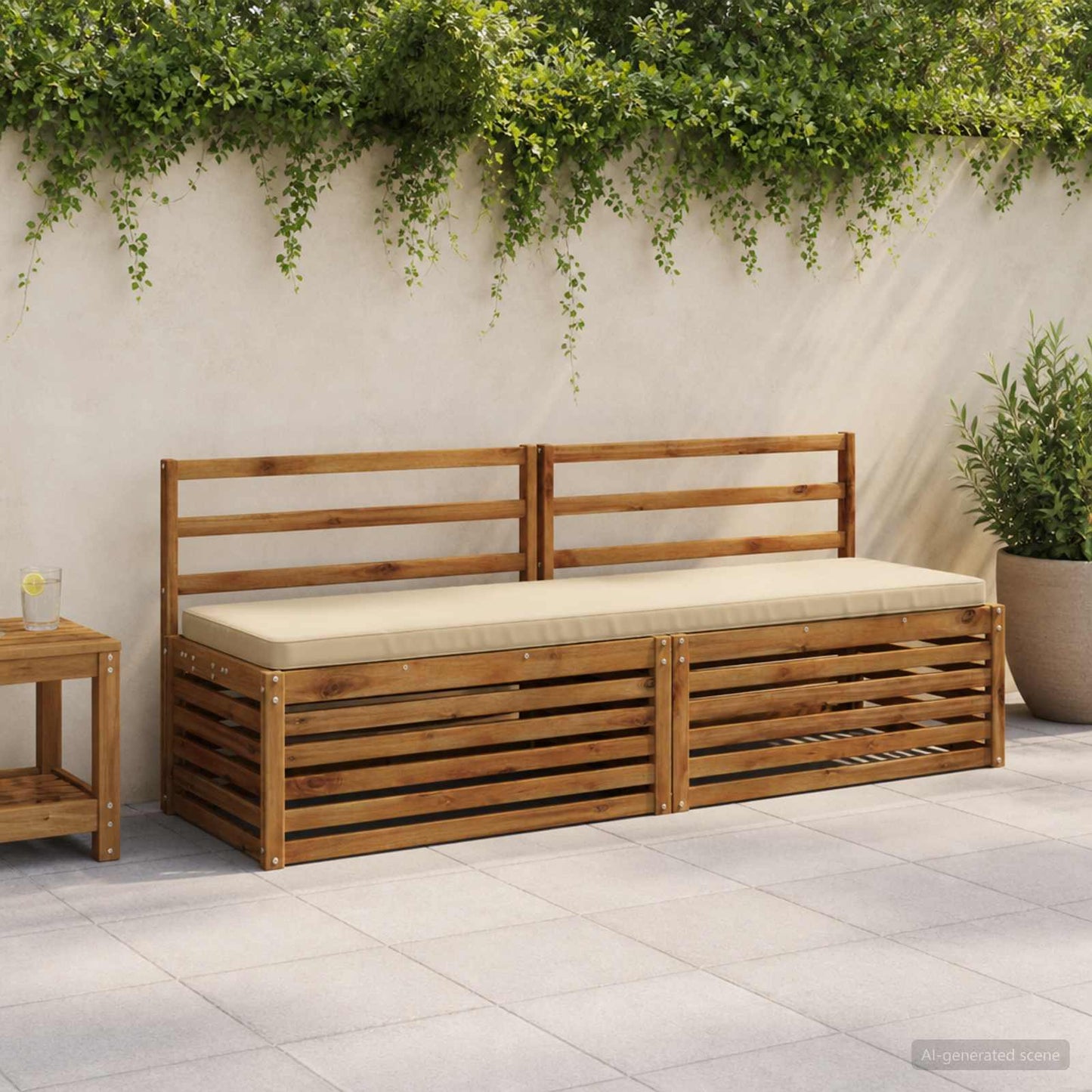 2-Piece Bench Cushions VUGHT 2 pcs 100% Polyester Beige