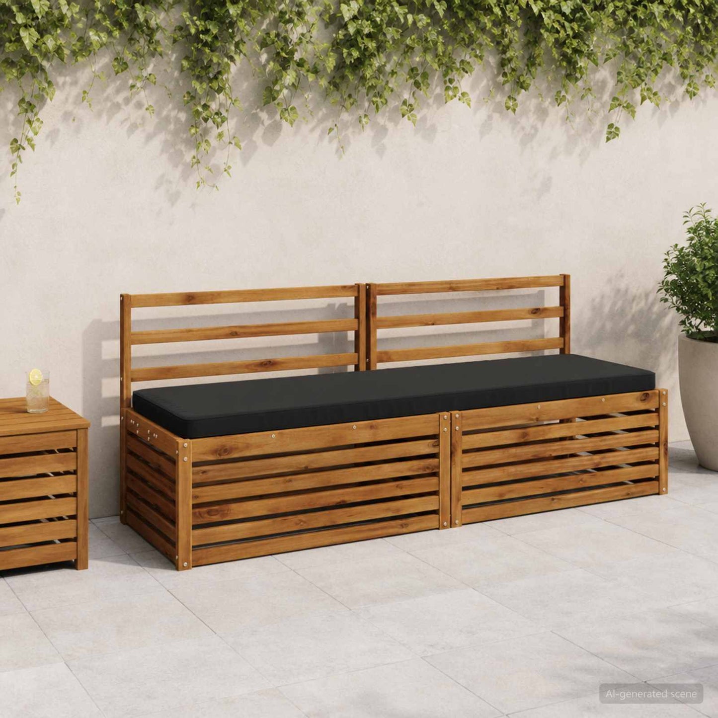 1-Piece Bench Cushion VUGHT 100% Polyester Black