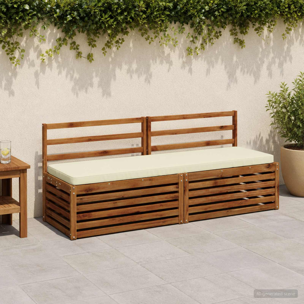 2-Piece Bench Cushions VUGHT 2 pcs 100% Polyester Cream