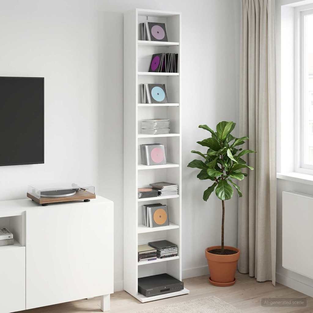 CD Cabinet White 33 x 23.5 x 175 cm Engineered Wood