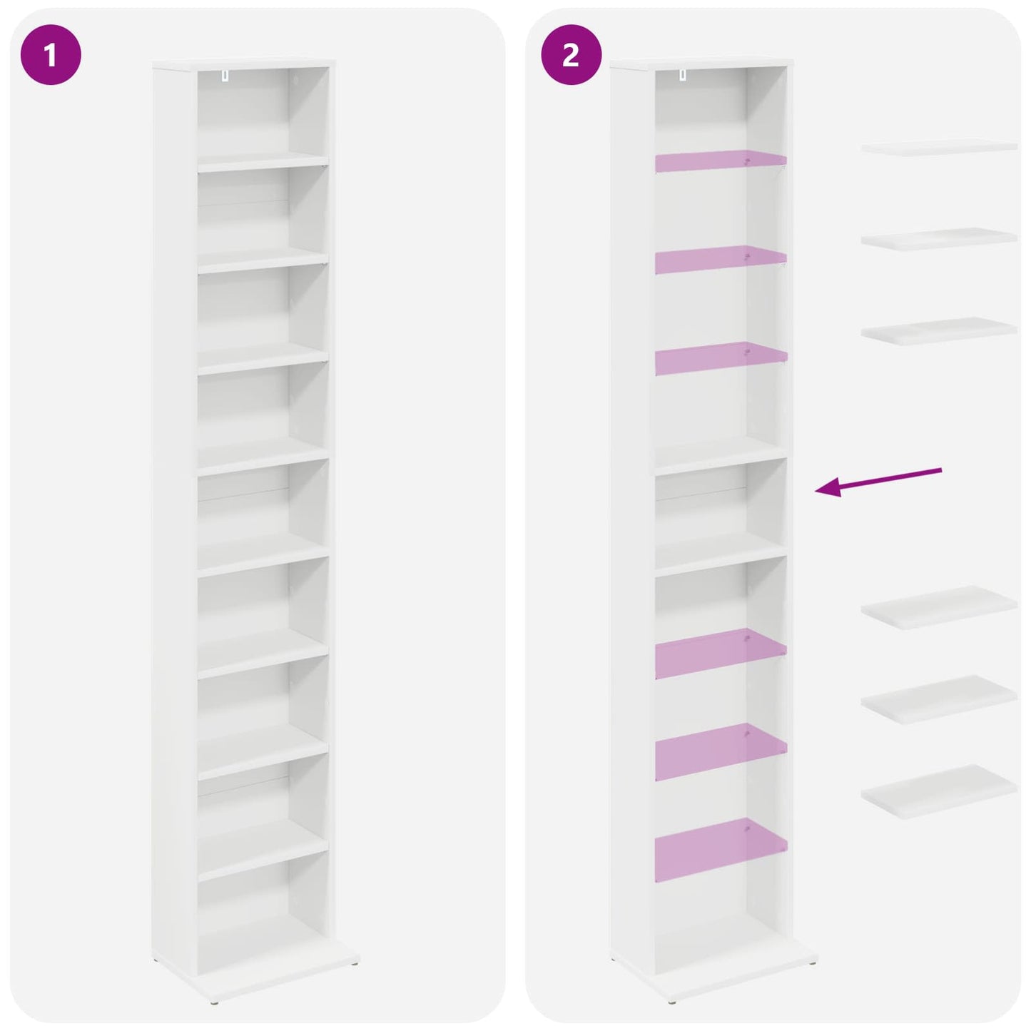 CD Cabinet White 33 x 23.5 x 175 cm Engineered Wood