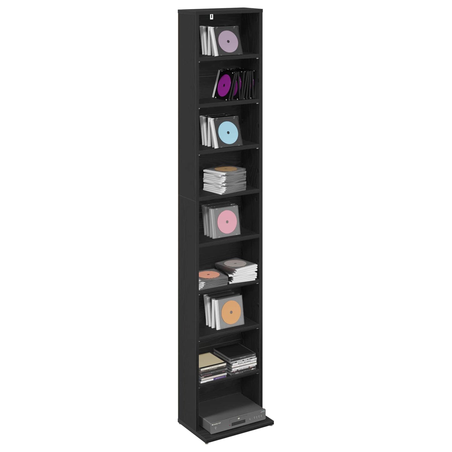 CD Cabinet Black Oak 33 x 23.5 x 175 cm Engineered Wood