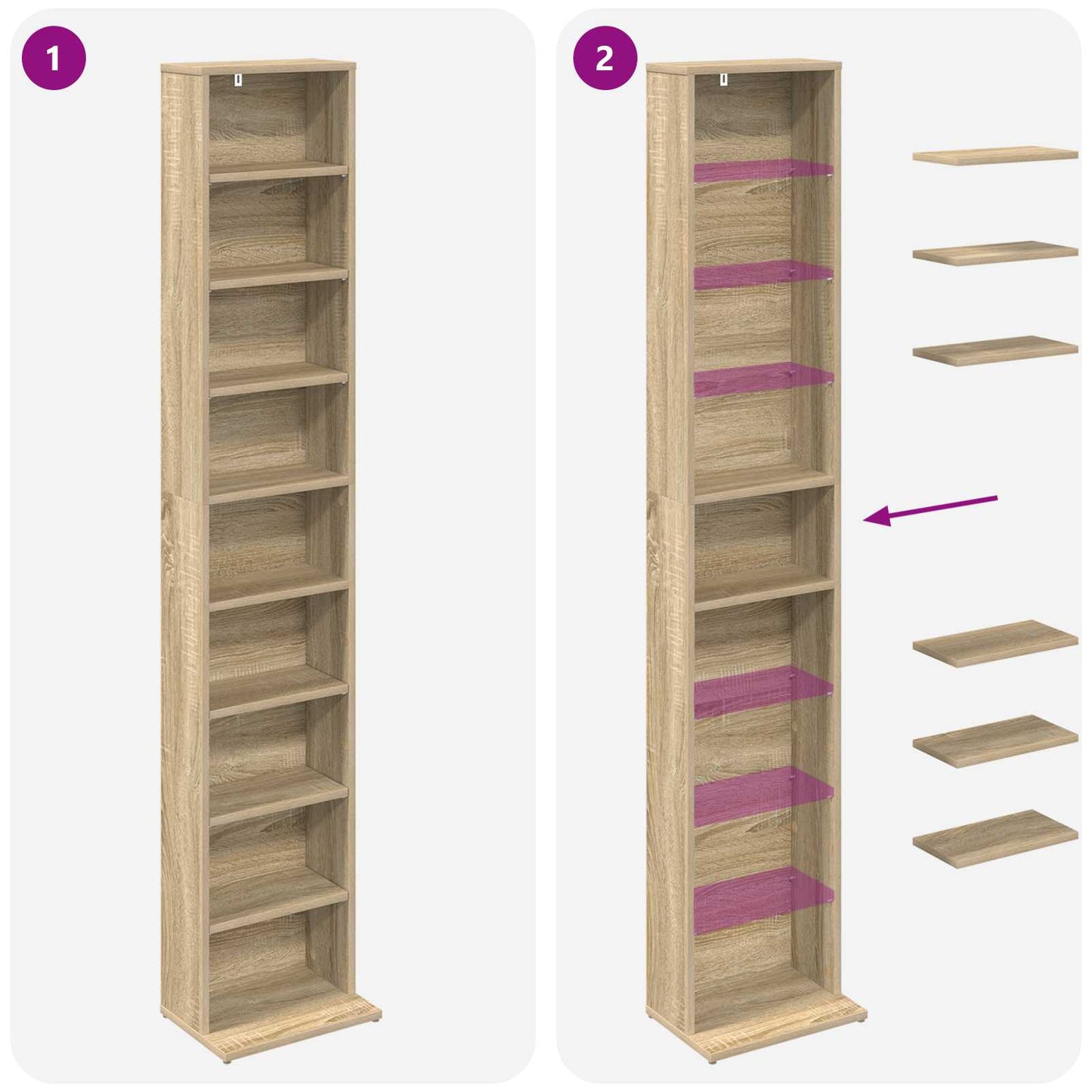 CD Cabinet Sonoma Oak 33 x 23.5 x 175 cm Engineered Wood