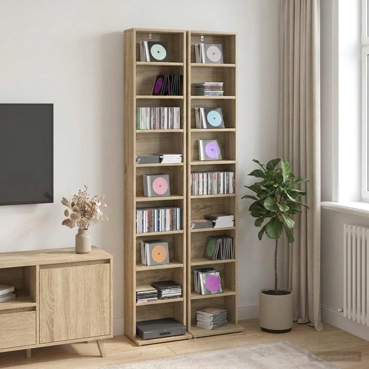 CD Cabinet 2 pcs Sonoma Oak 33 x 23.5 x 175 cm Engineered Wood