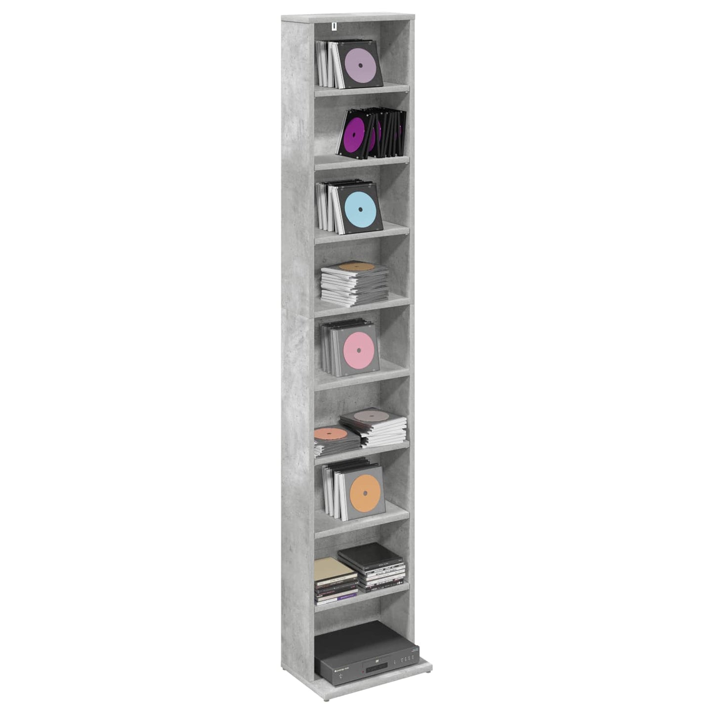 CD Cabinet Concrete Grey 33 x 23.5 x 175 cm Engineered Wood