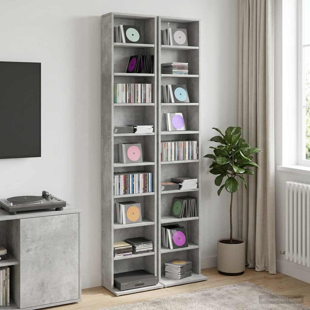 CD Cabinet 2 pcs Concrete Grey 33 x 23.5 x 175 cm