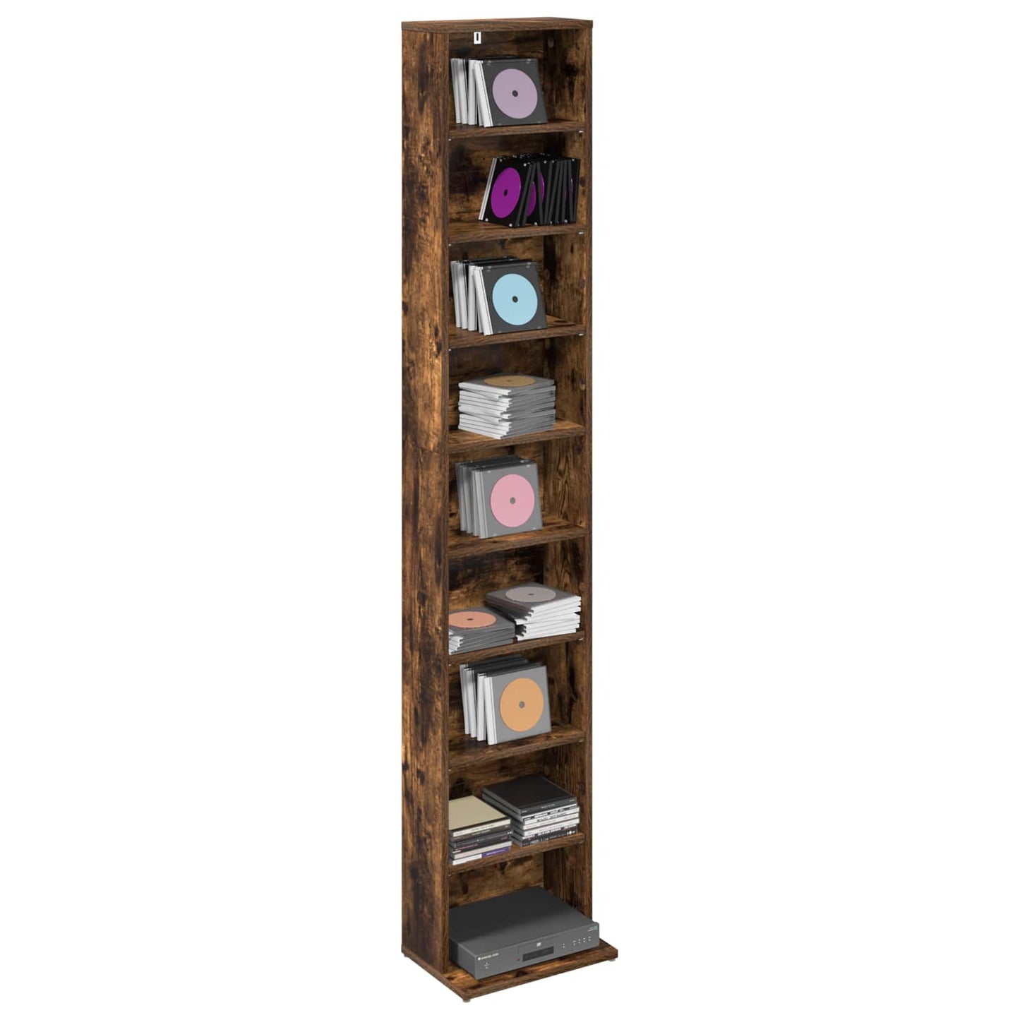 CD Cabinet Smoked Oak 33 x 23.5 x 175 cm Engineered Wood