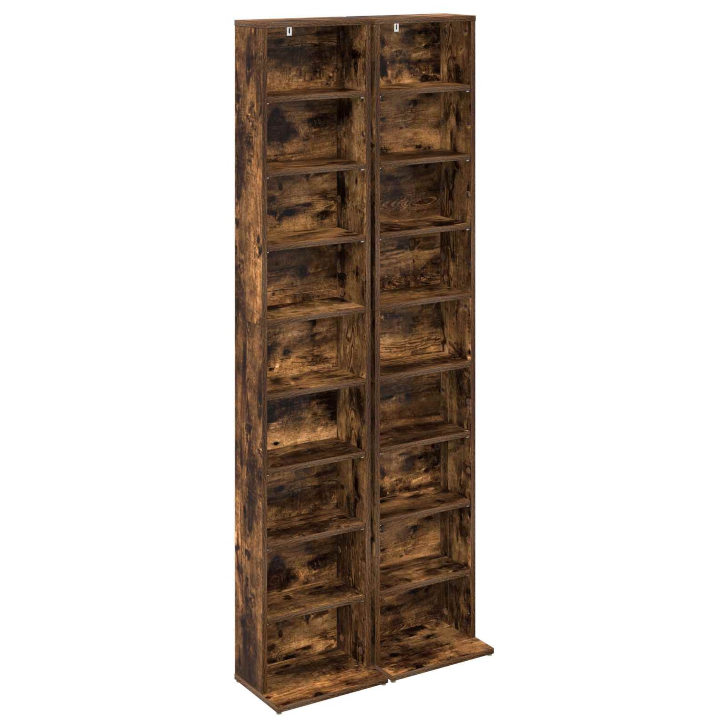 CD Cabinet 2 pcs Smoked Oak 33 x 23.5 x 175 cm Engineered Wood