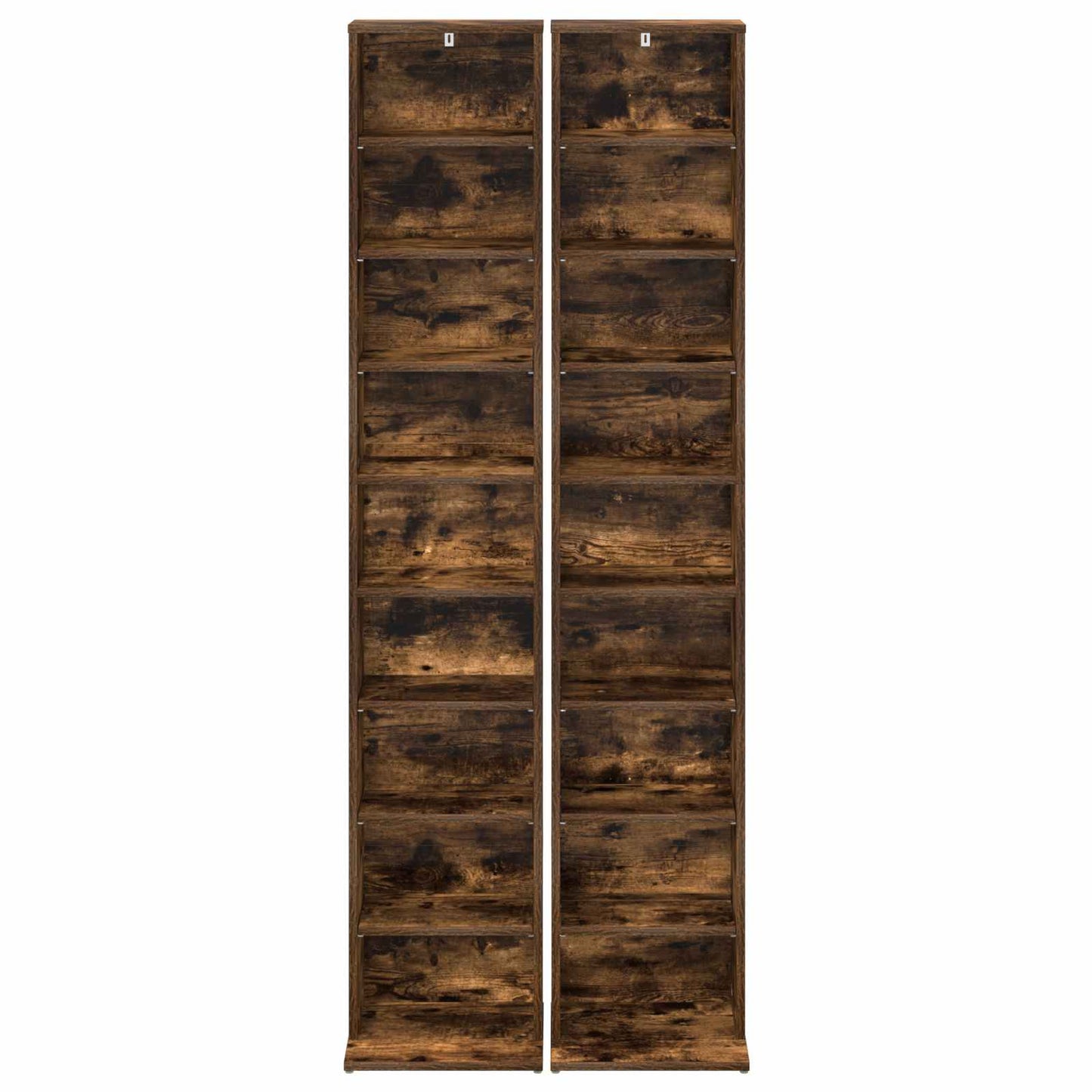 CD Cabinet 2 pcs Smoked Oak 33 x 23.5 x 175 cm Engineered Wood