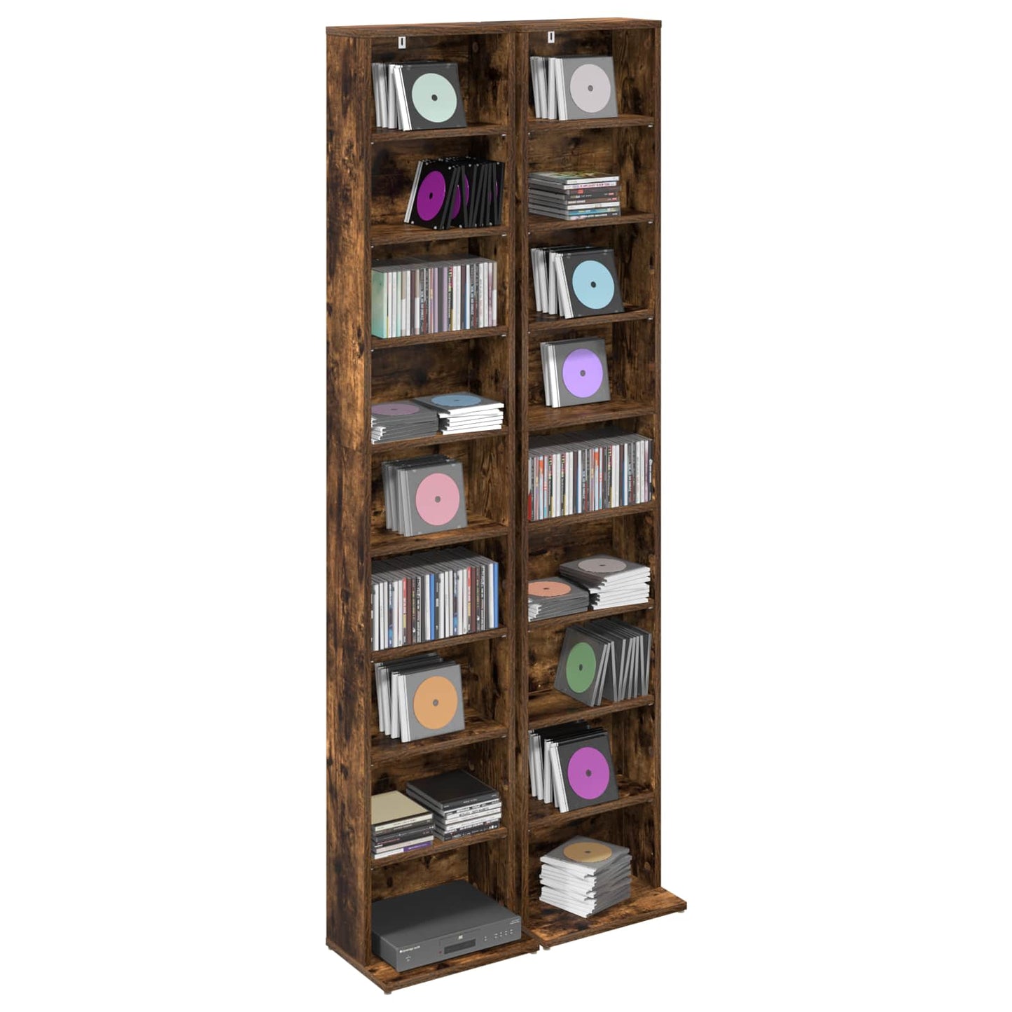 CD Cabinet 2 pcs Smoked Oak 33 x 23.5 x 175 cm Engineered Wood