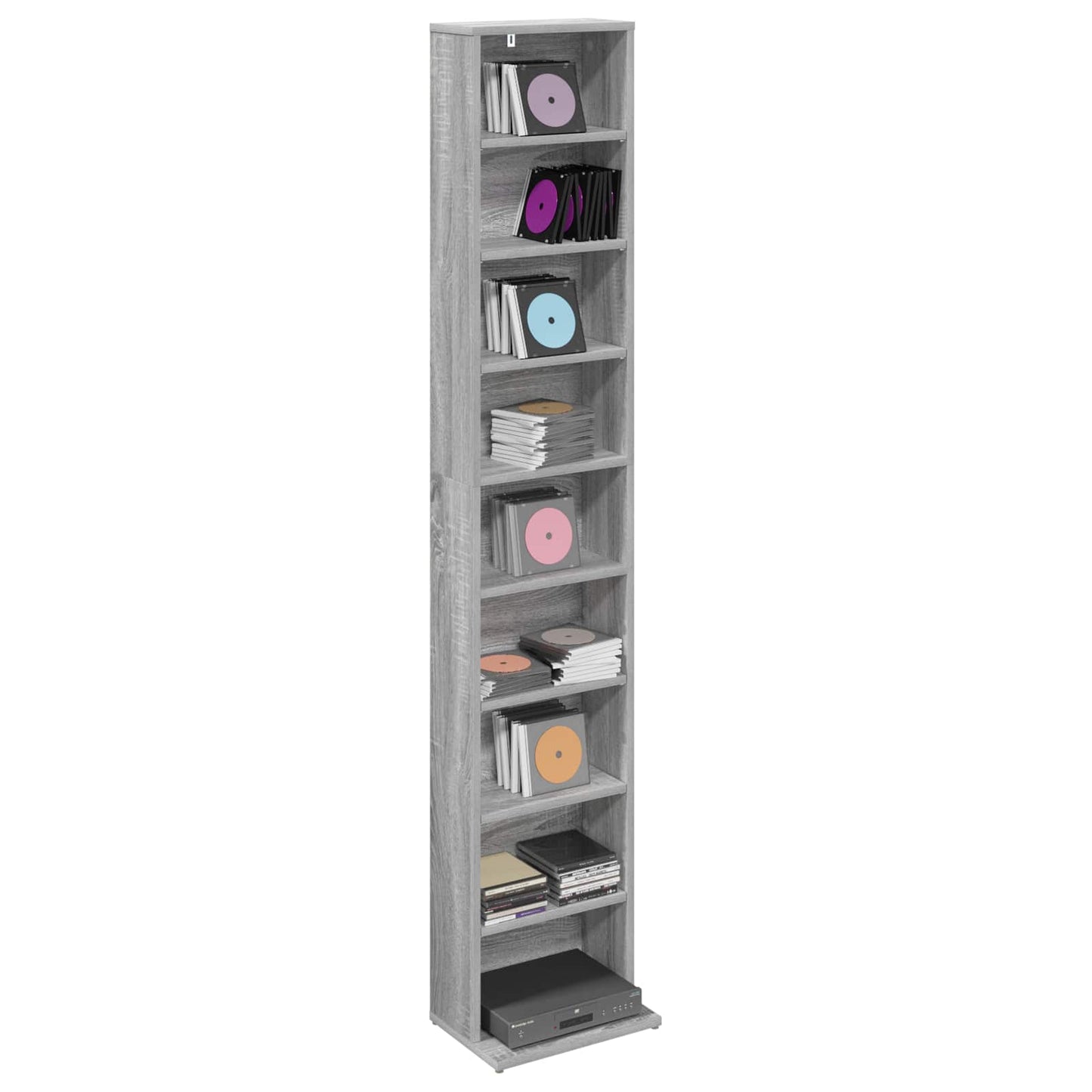 CD Cabinet Grey Sonoma 33 x 23.5 x 175 cm Engineered Wood