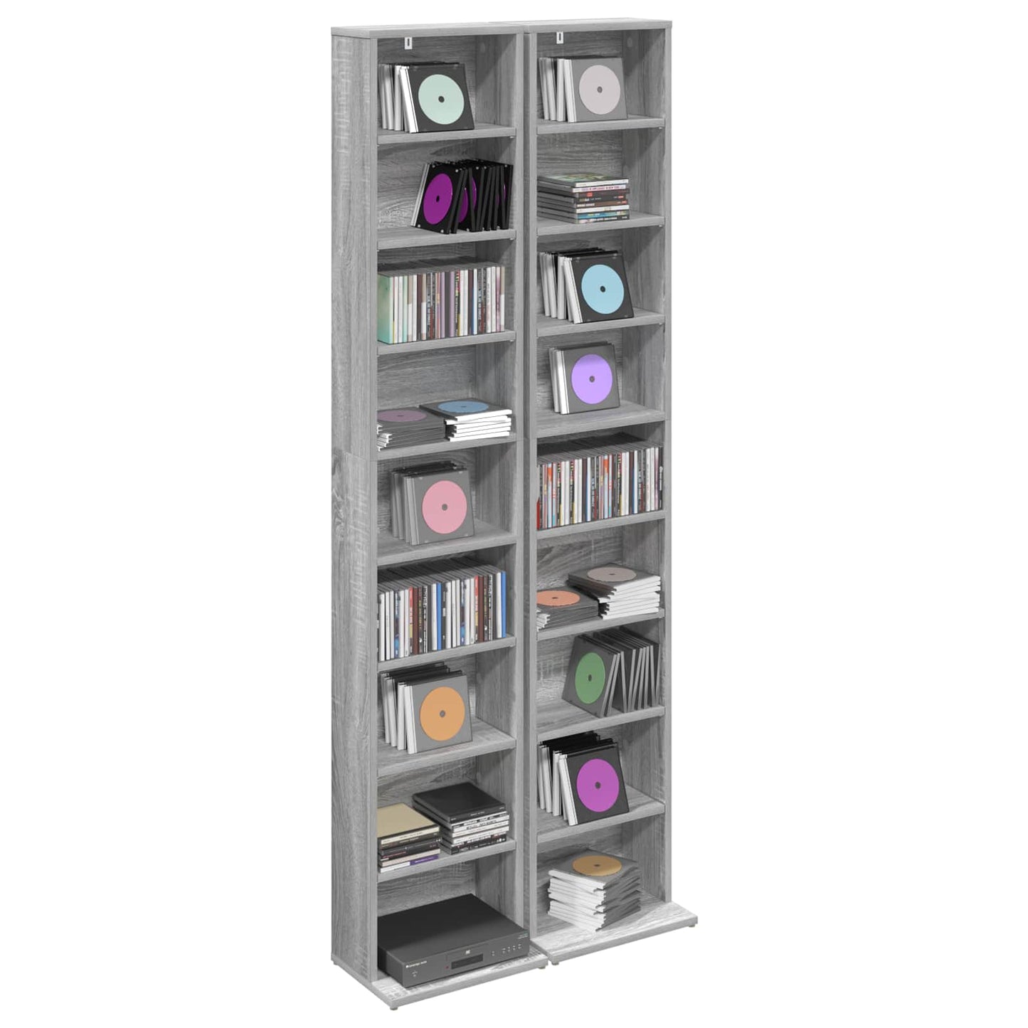 CD Cabinet 2 pcs Grey Sonoma 33 x 23.5 x 175 cm Engineered Wood
