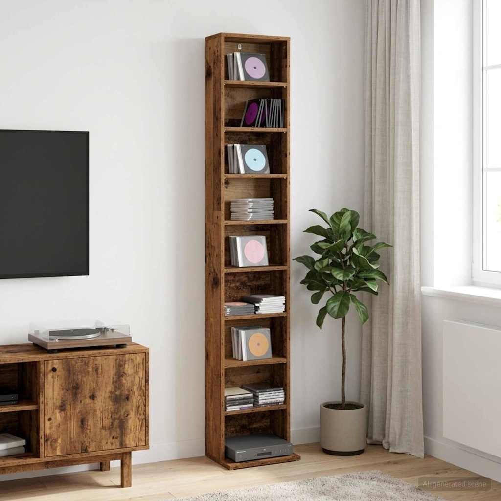 CD Cabinet Old Wood 33 x 23.5 x 175 cm Engineered Wood