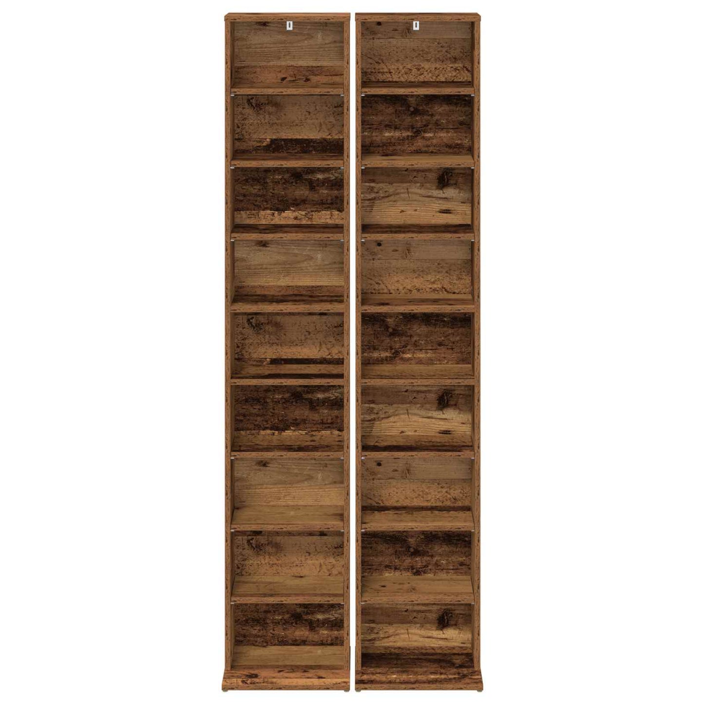 CD Cabinet 2 pcs Old Wood 33 x 23.5 x 175 cm Engineered Wood