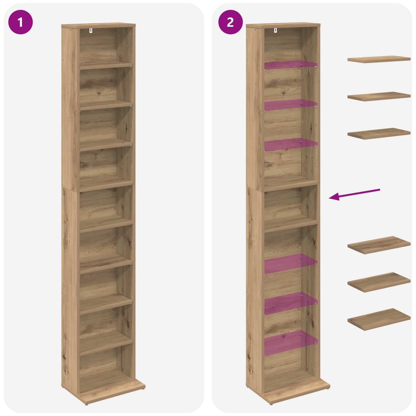 CD Cabinet Artisan Oak 33 x 23.5 x 175 cm Engineered Wood
