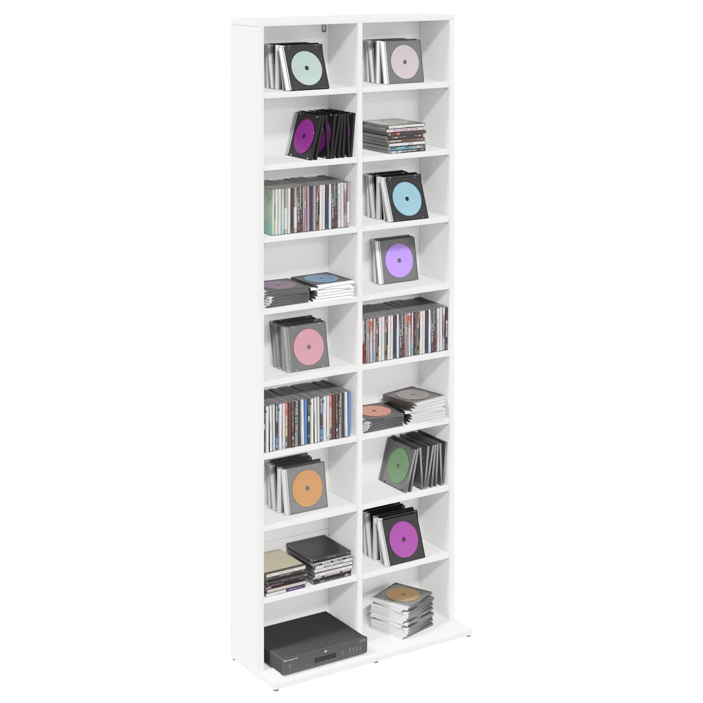 CD Cabinet White 65 x 23.5 x 175 cm Engineered Wood