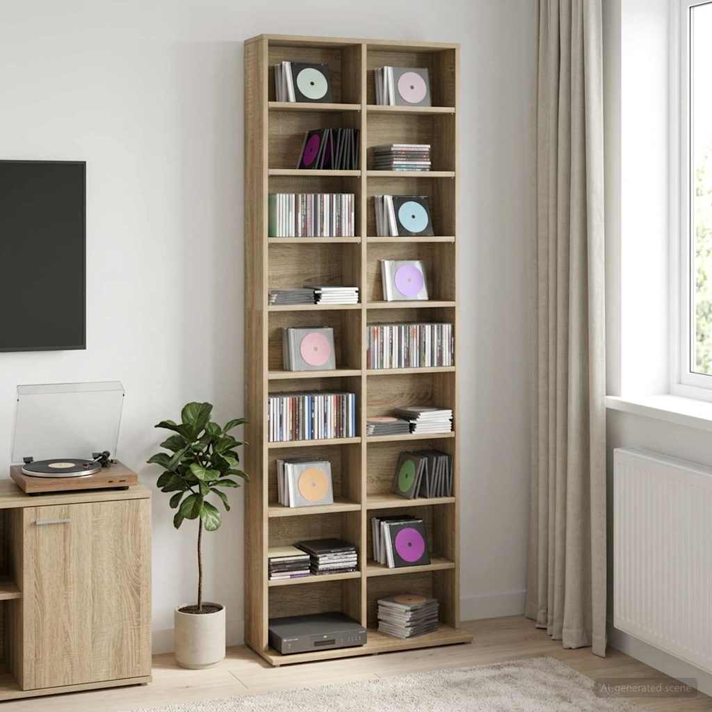 CD Cabinet Sonoma Oak 65 x 23.5 x 175 cm Engineered Wood