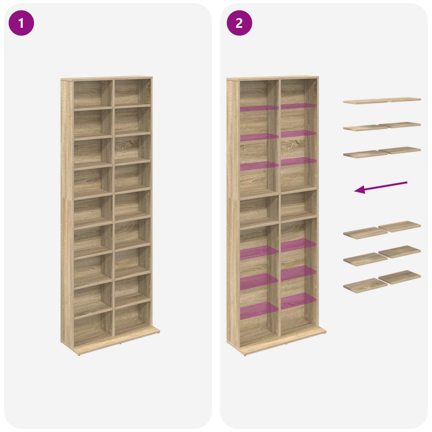CD Cabinet Sonoma Oak 65 x 23.5 x 175 cm Engineered Wood