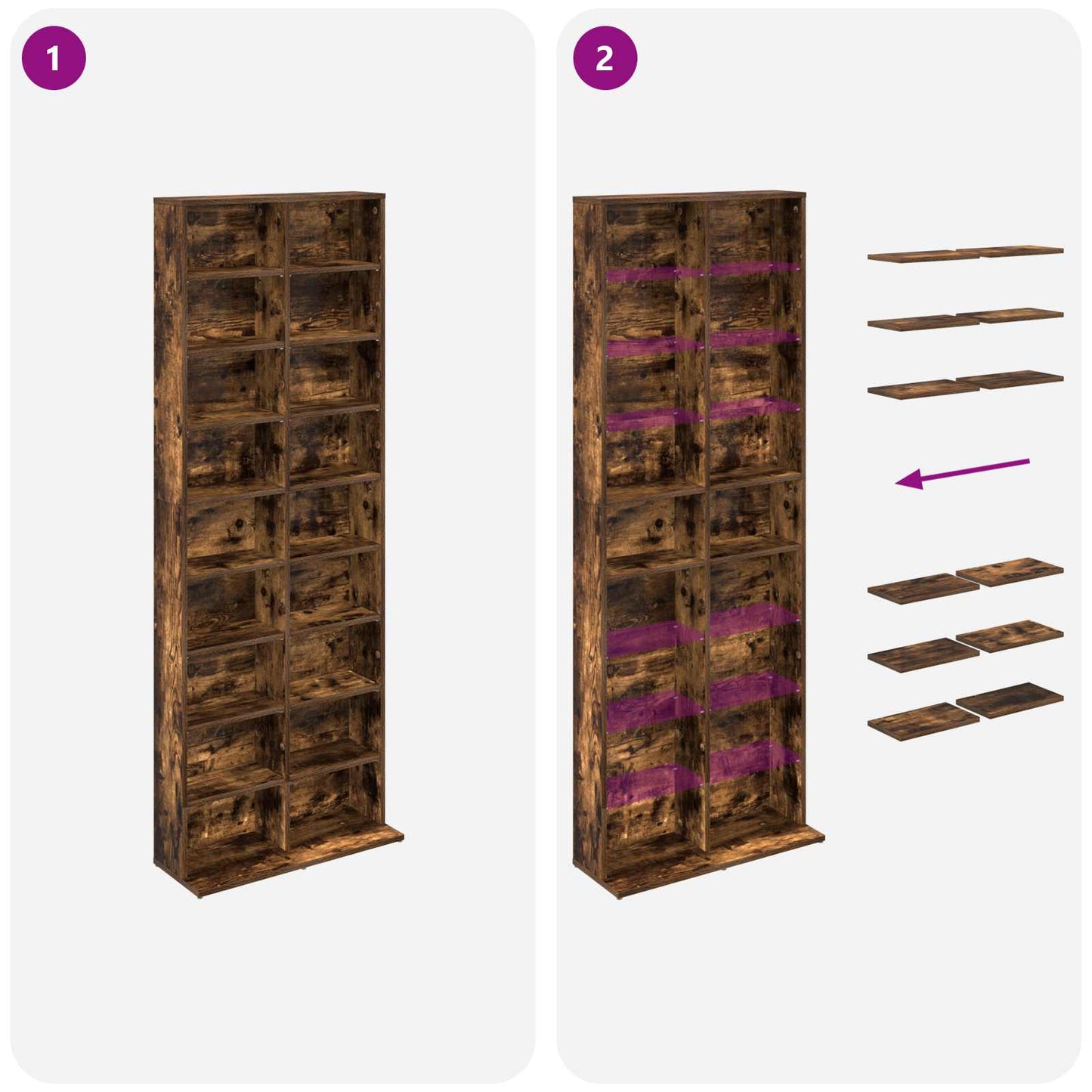 CD Cabinet Smoked Oak 65 x 23.5 x 175 cm Engineered Wood
