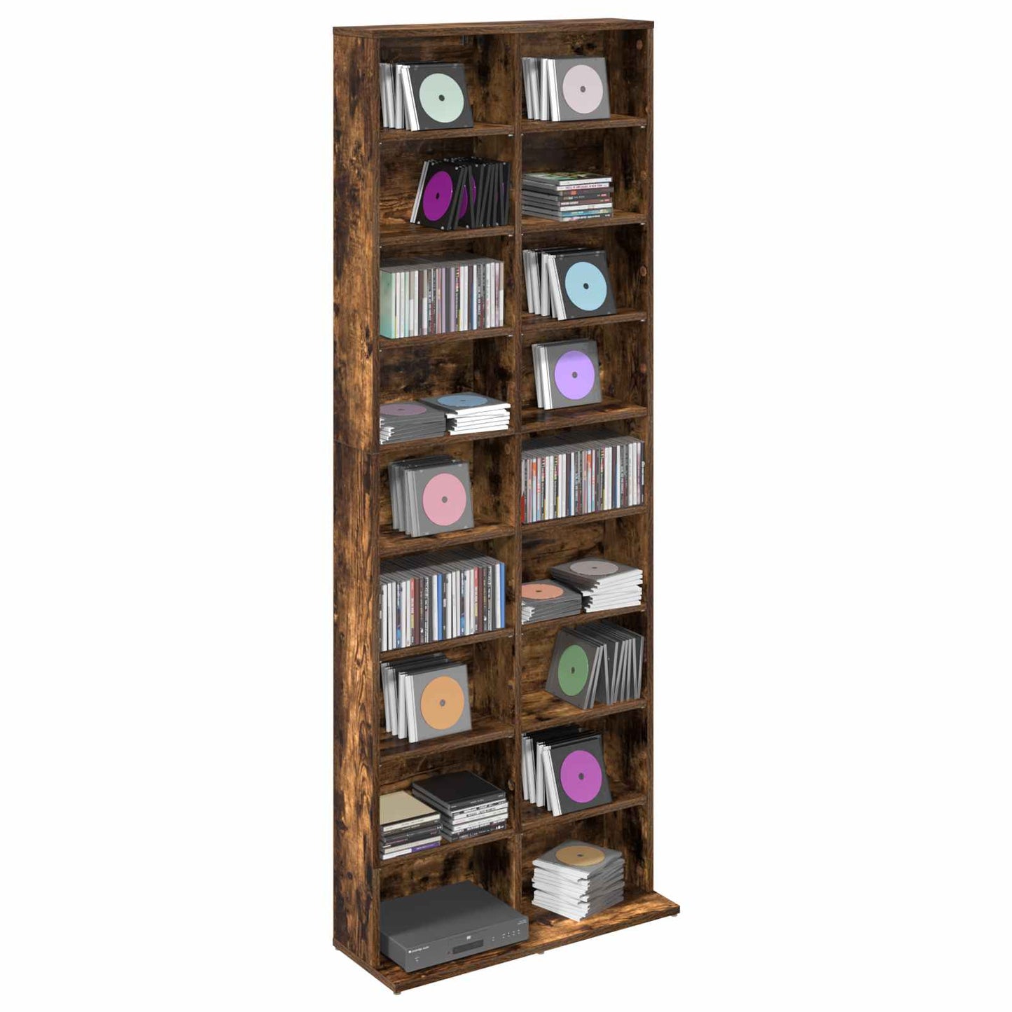 CD Cabinet Smoked Oak 65 x 23.5 x 175 cm Engineered Wood