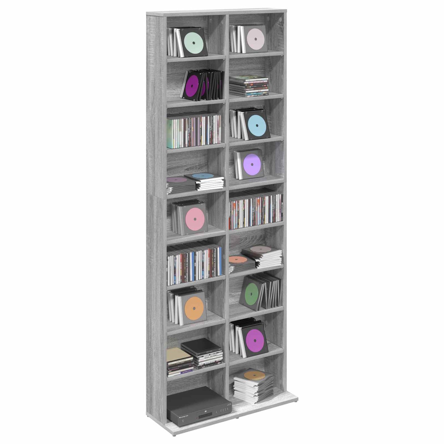 CD Cabinet Grey Sonoma 65 x 23.5 x 175 cm Engineered Wood