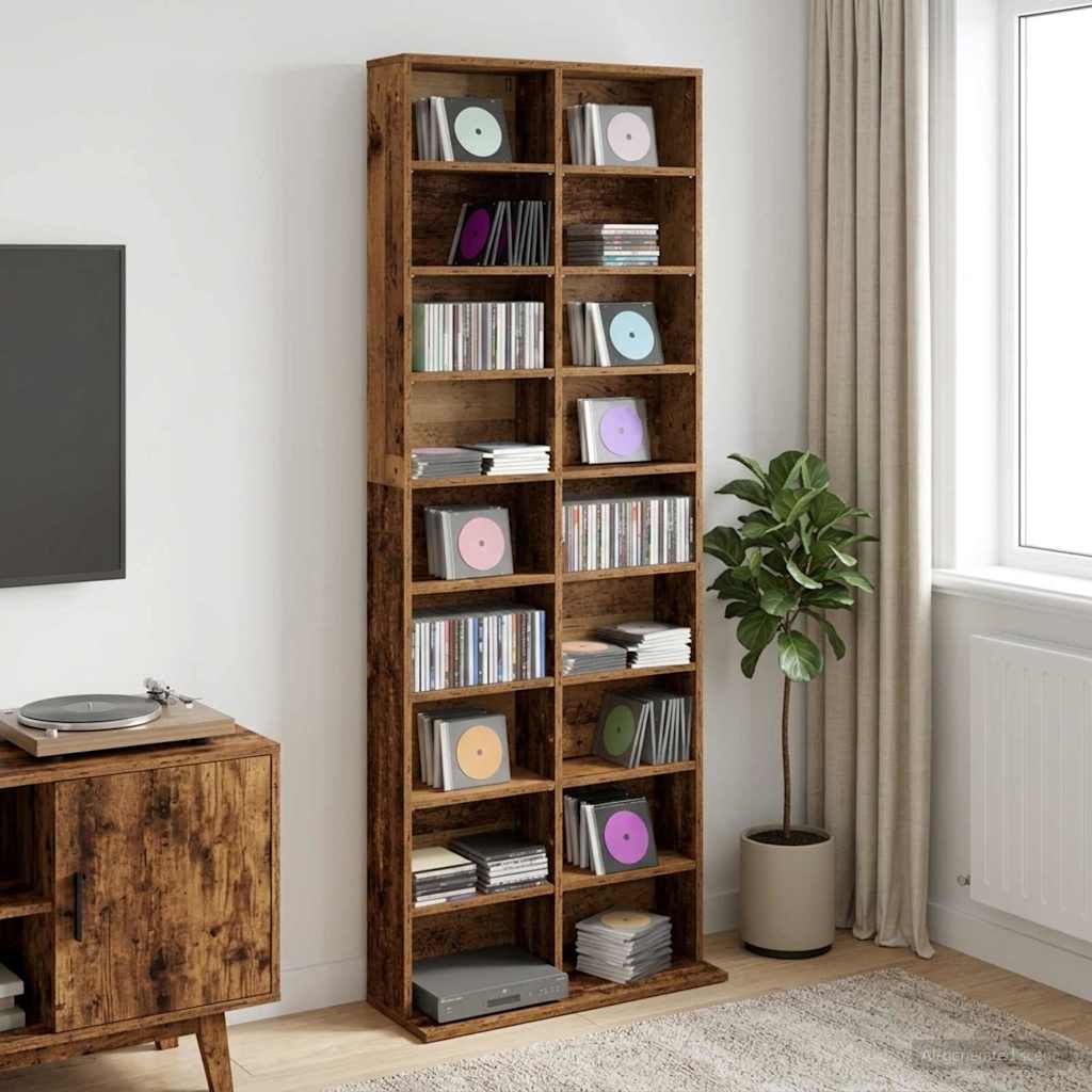 CD Cabinet Old Wood 65 x 23.5 x 175 cm Engineered Wood