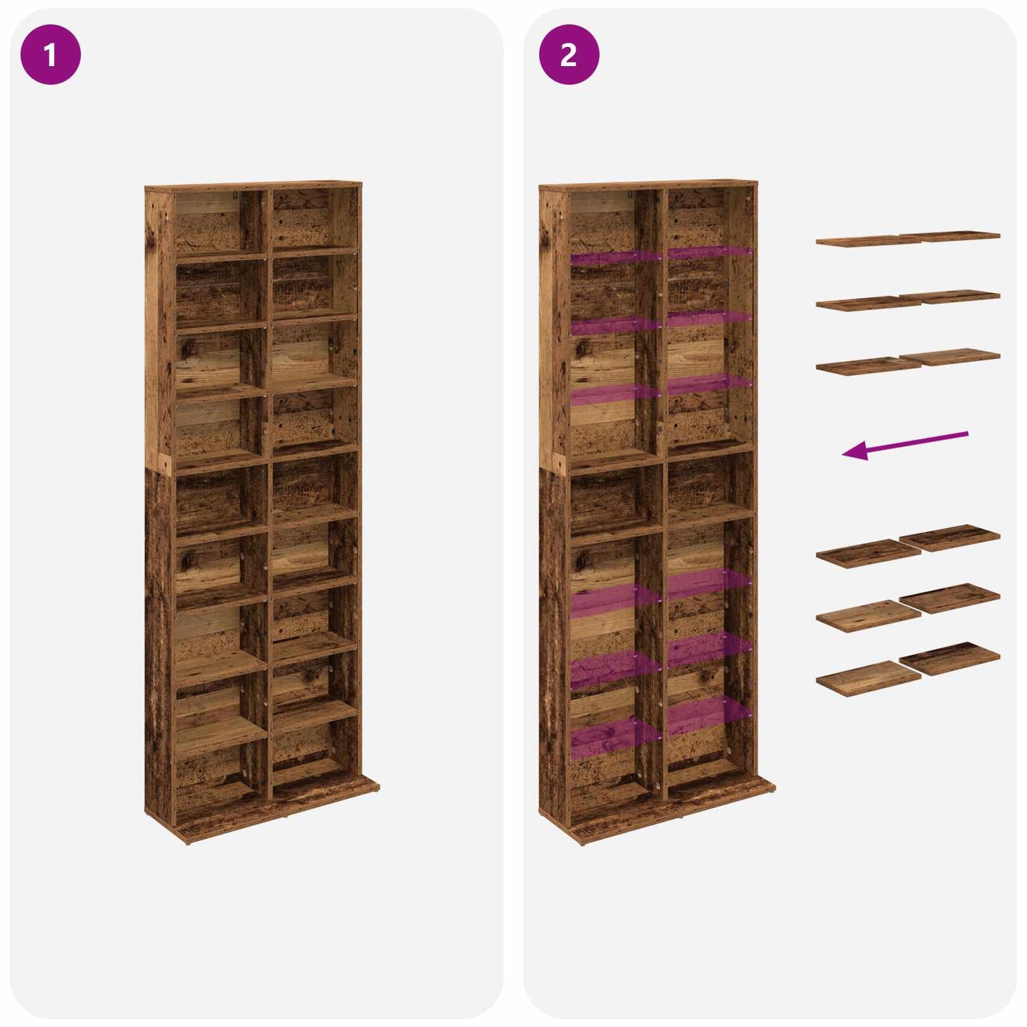 CD Cabinet Old Wood 65 x 23.5 x 175 cm Engineered Wood