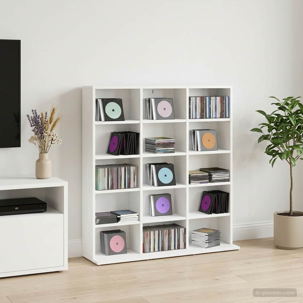 CD Cabinet White 96 x 23.5 x 97.5 cm Engineered Wood