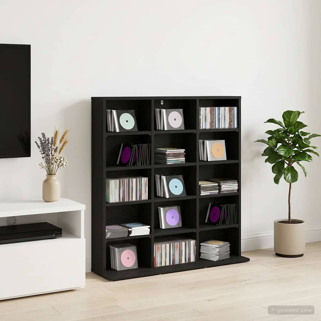 CD Cabinet Black Oak 96 x 23.5 x 97.5 cm Engineered Wood